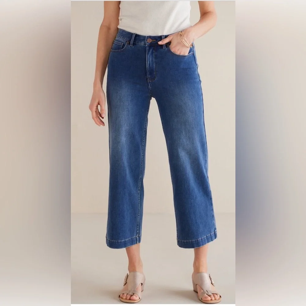 Soft Surroundings Ultimate Denim Wide Leg Crop Jeans NWT 16 - Picture 3 of 14